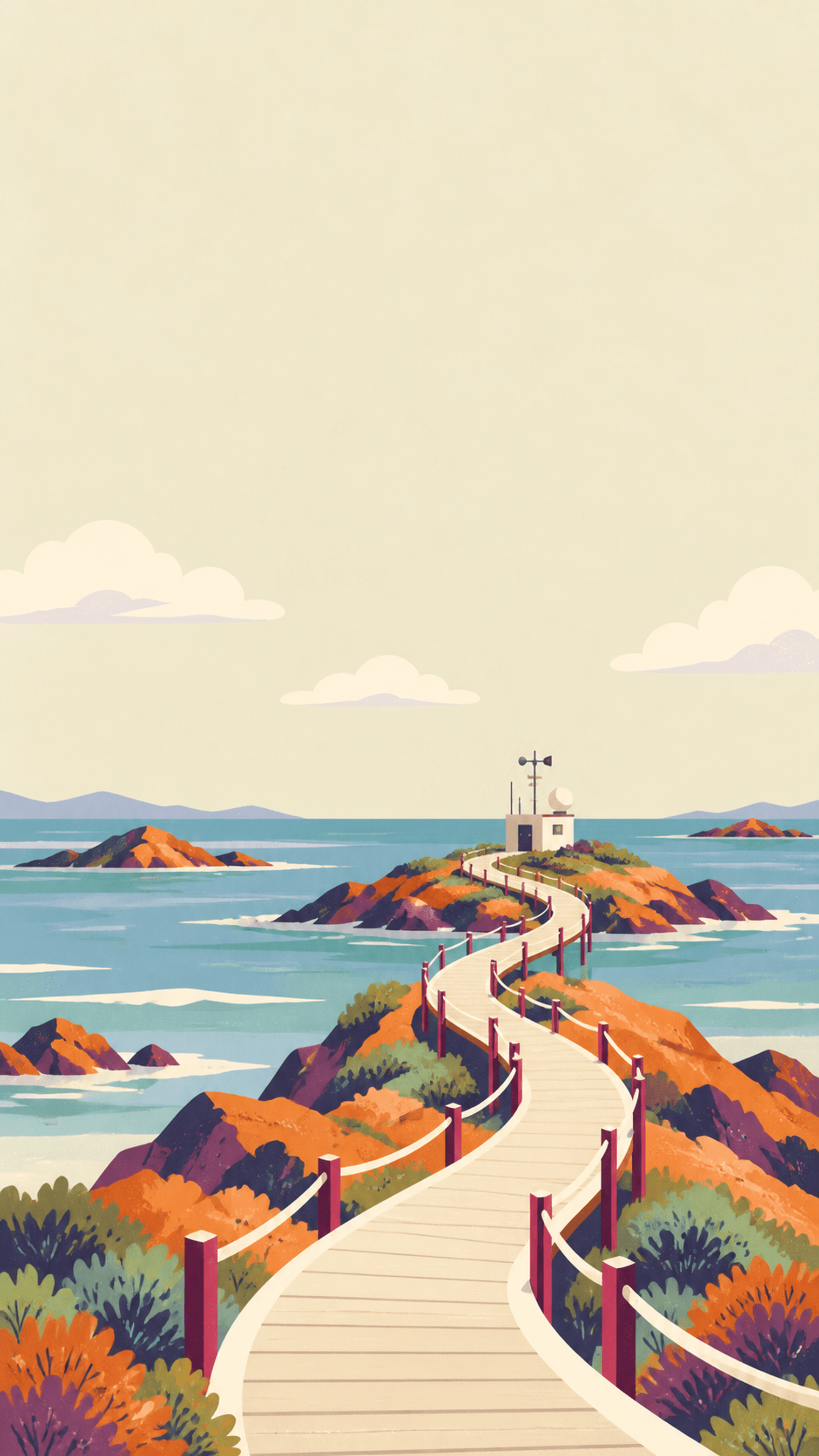 Coastal Weather Station Illustration phone wallpaper