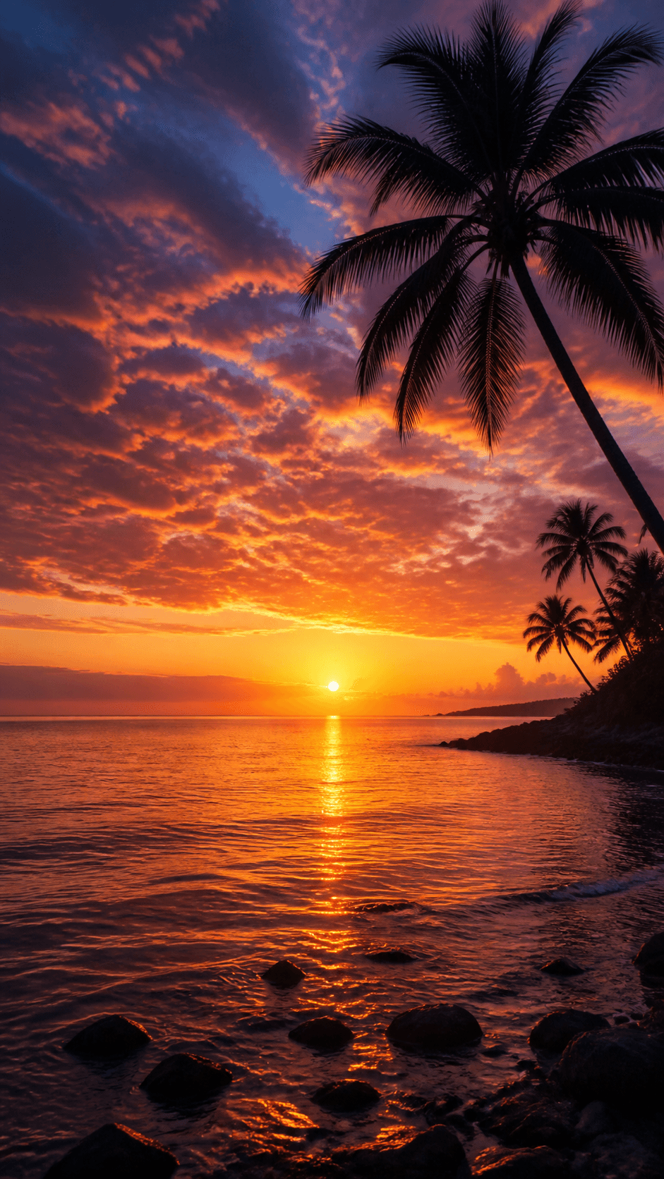 Coral Sunset Nature phone wallpaper