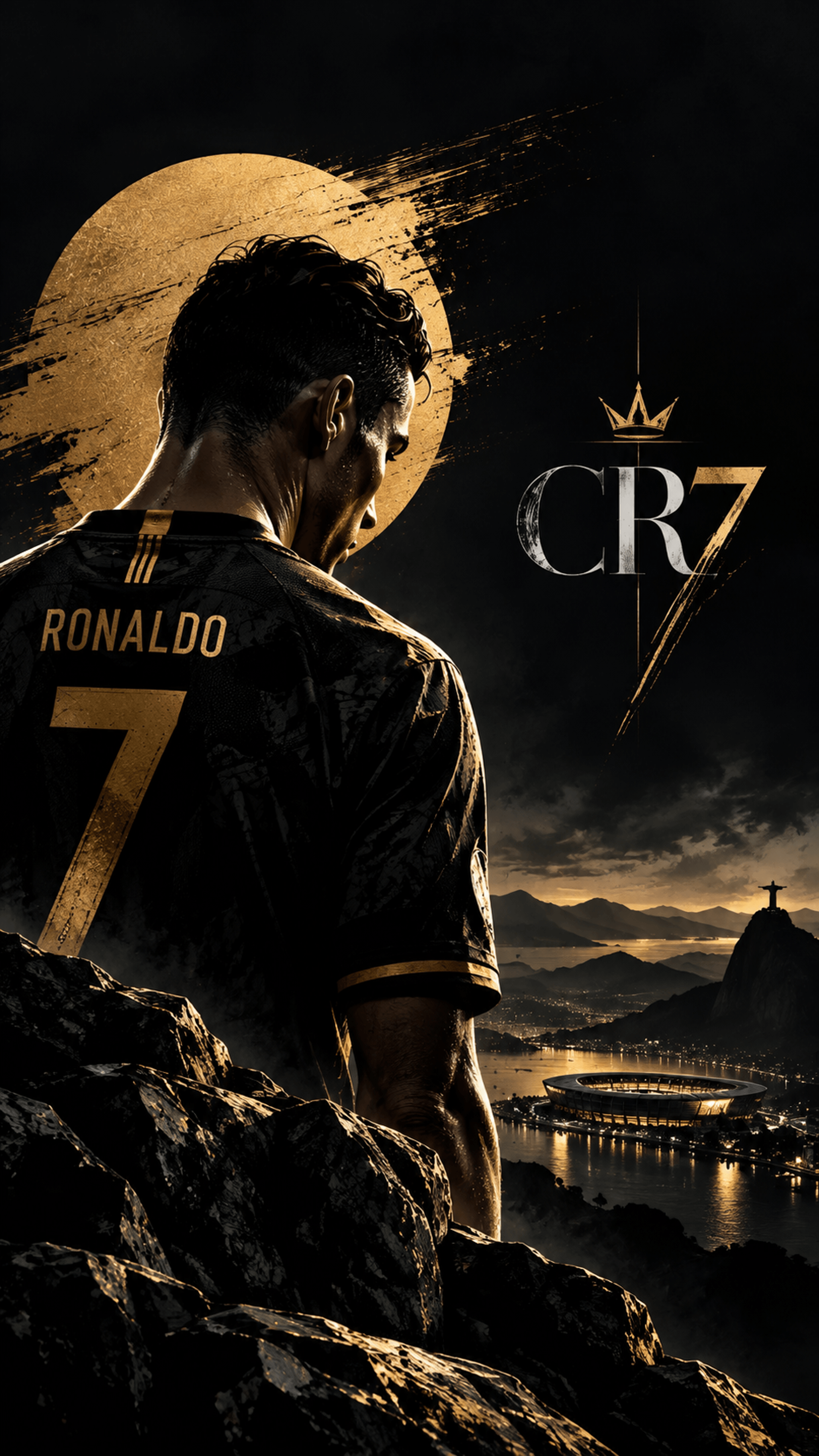 CR7 Golden Stadium Night Dark phone wallpaper