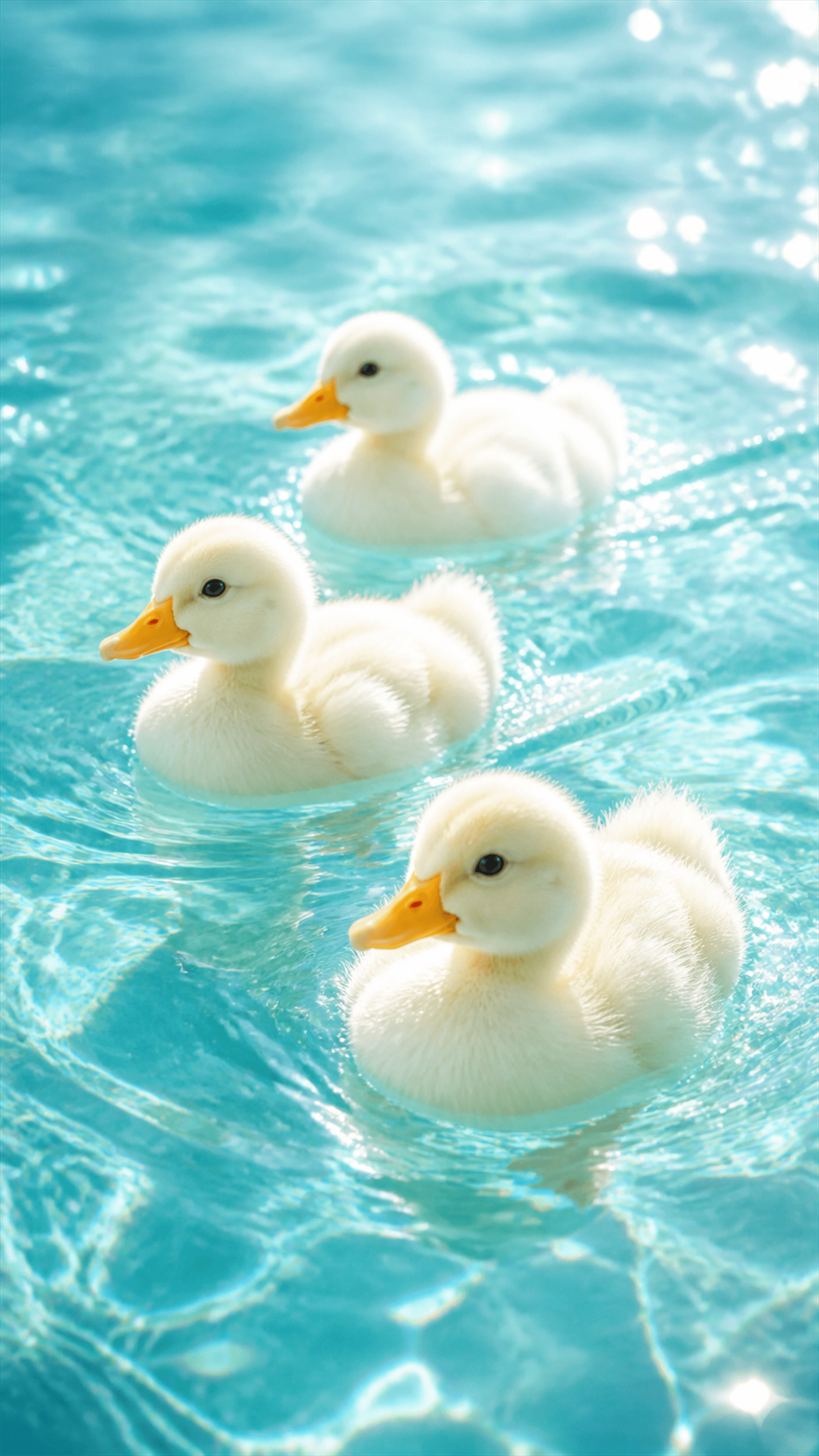 Crystal Water Ducklings Animals phone wallpaper in high resolution