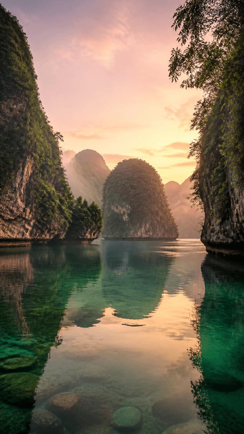 Emerald Lagoon Nature phone wallpaper in high resolution