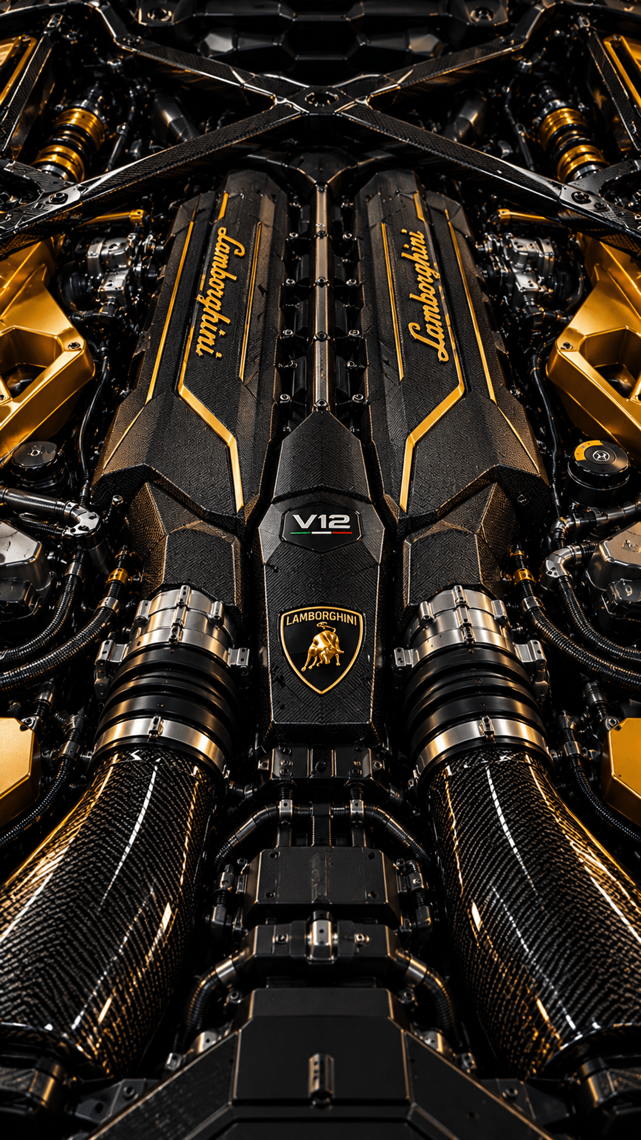 Lamborghini Golden V12 Digital phone wallpaper
