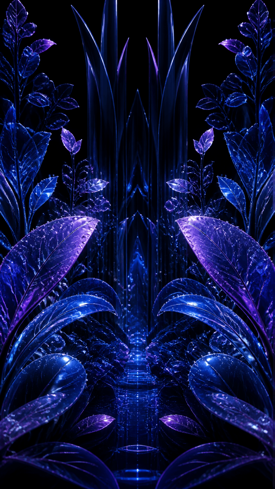 Midnight Glass Garden AMOLED phone wallpaper