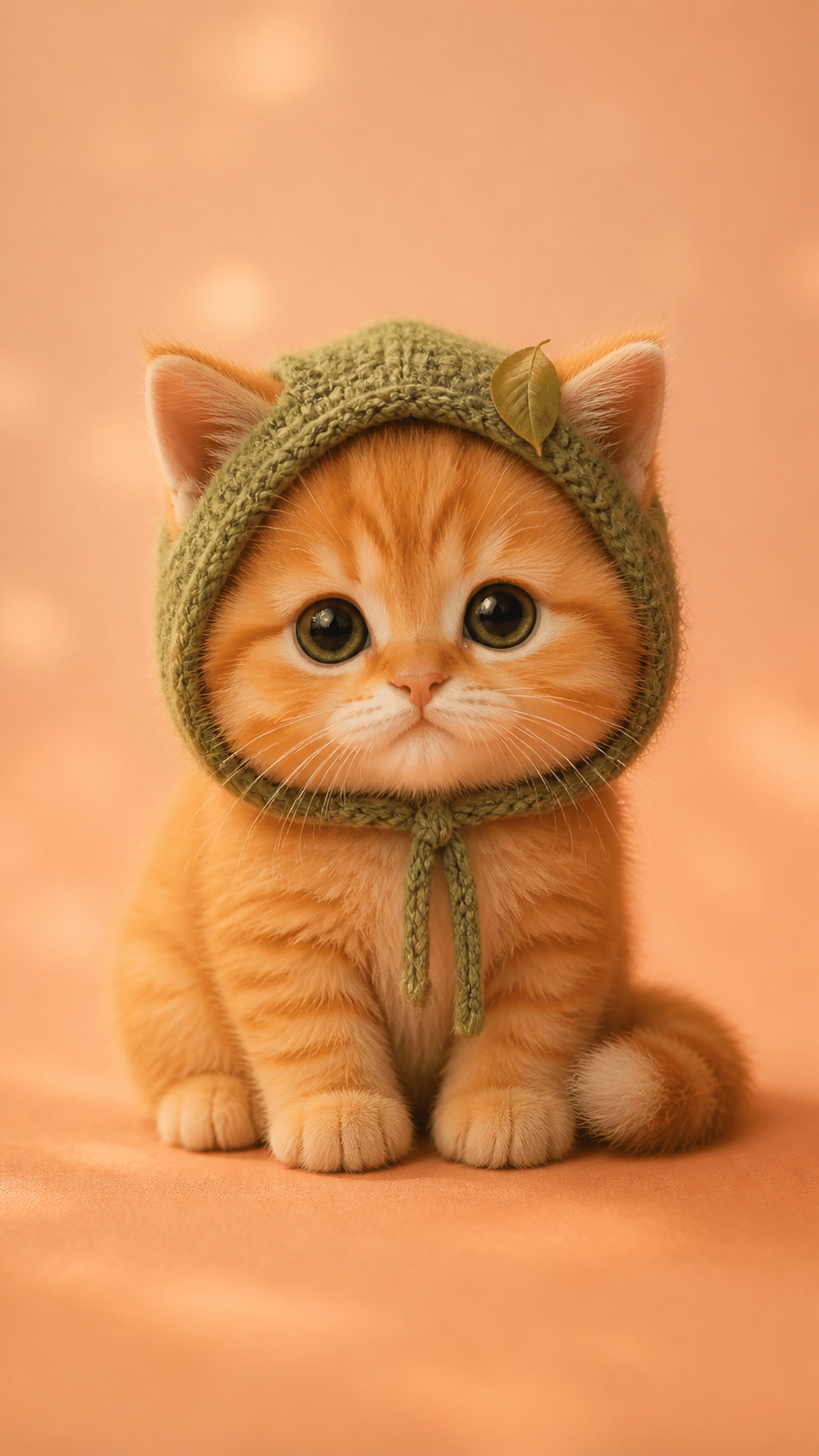 Moss Hood Kitten Cute phone wallpaper