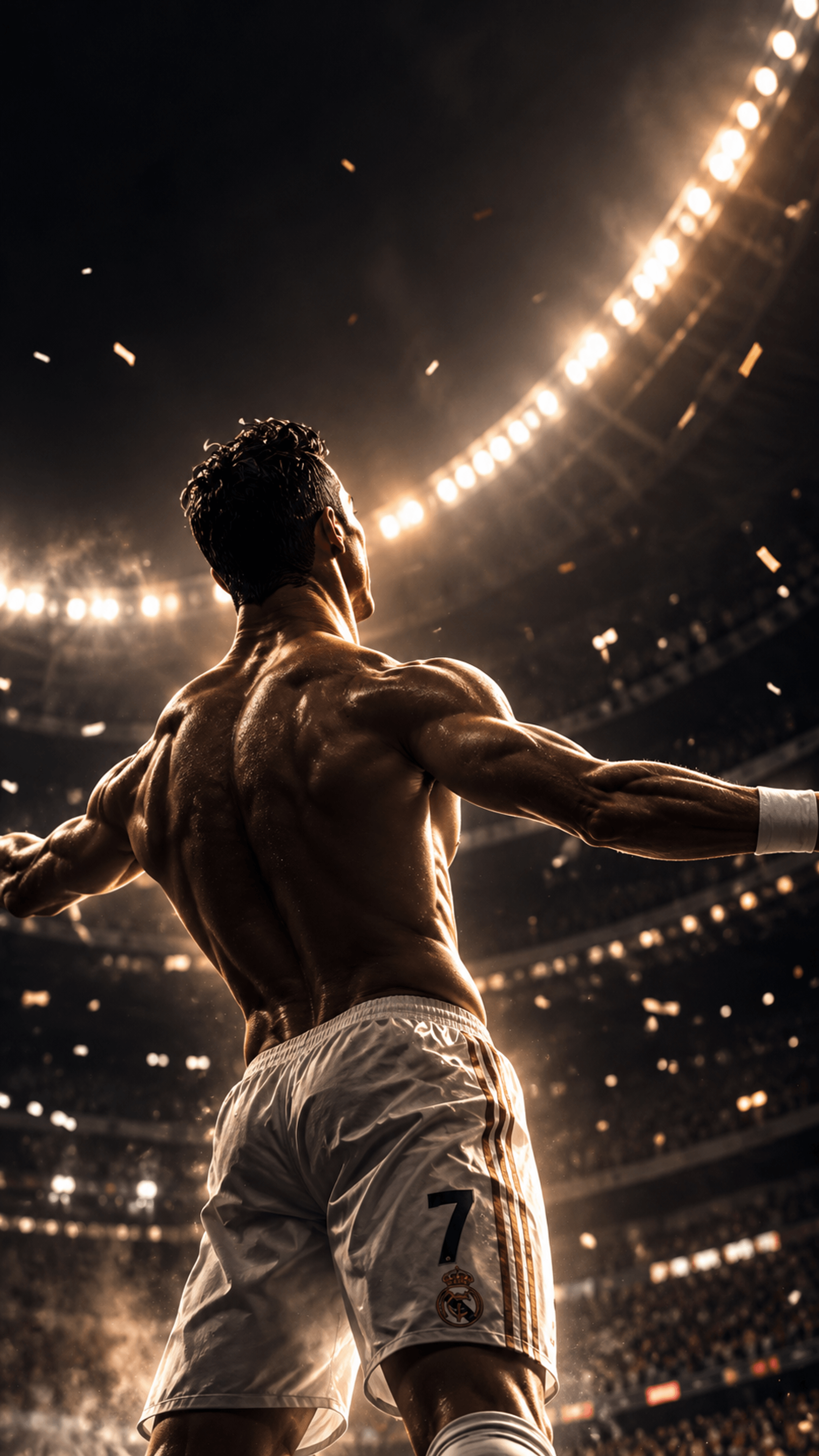 Ronaldo Floodlit Stadium Triumph Dark phone wallpaper
