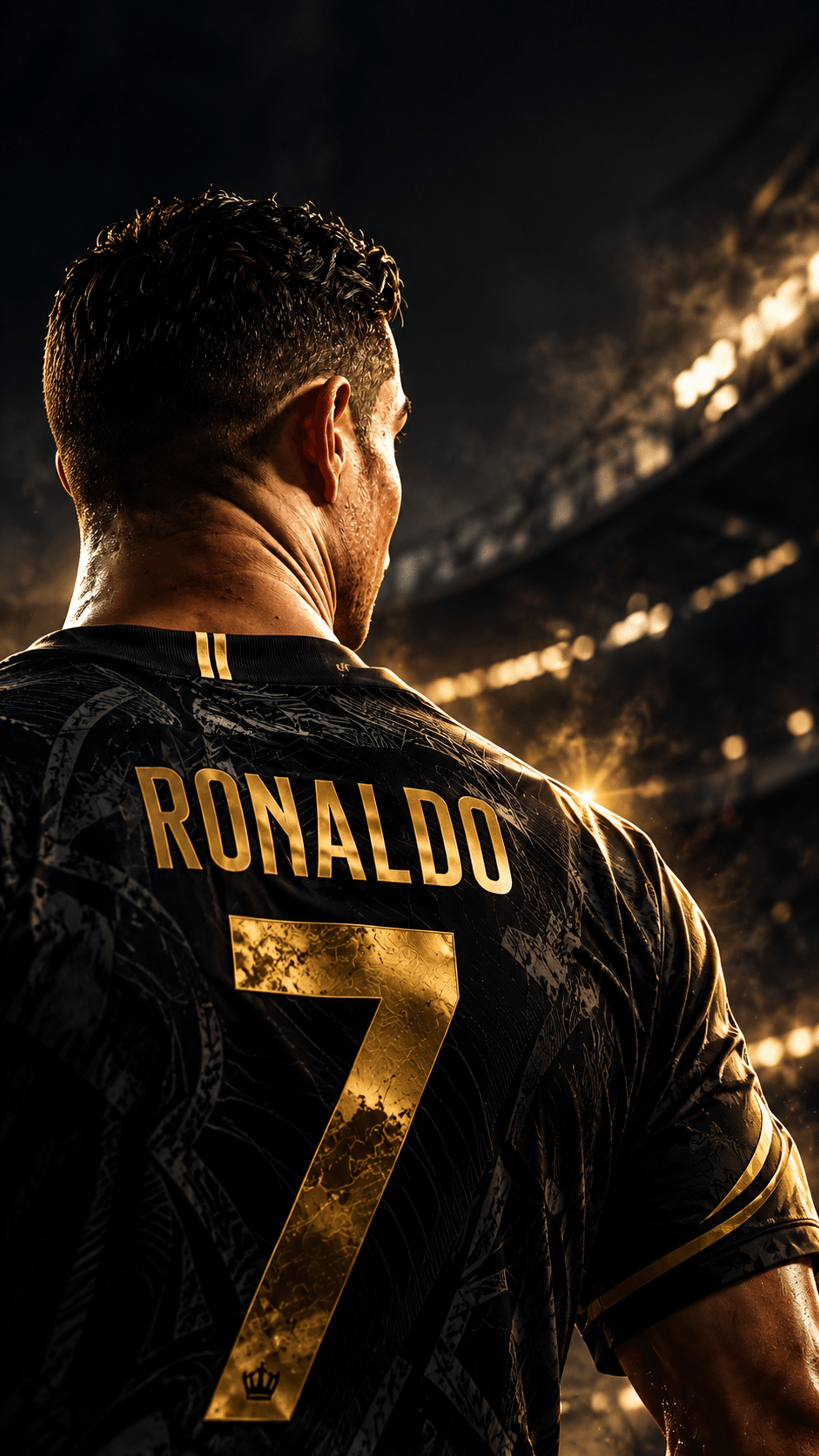 Ronaldo Gold Seven Stadium Back View Dark phone wallpaper