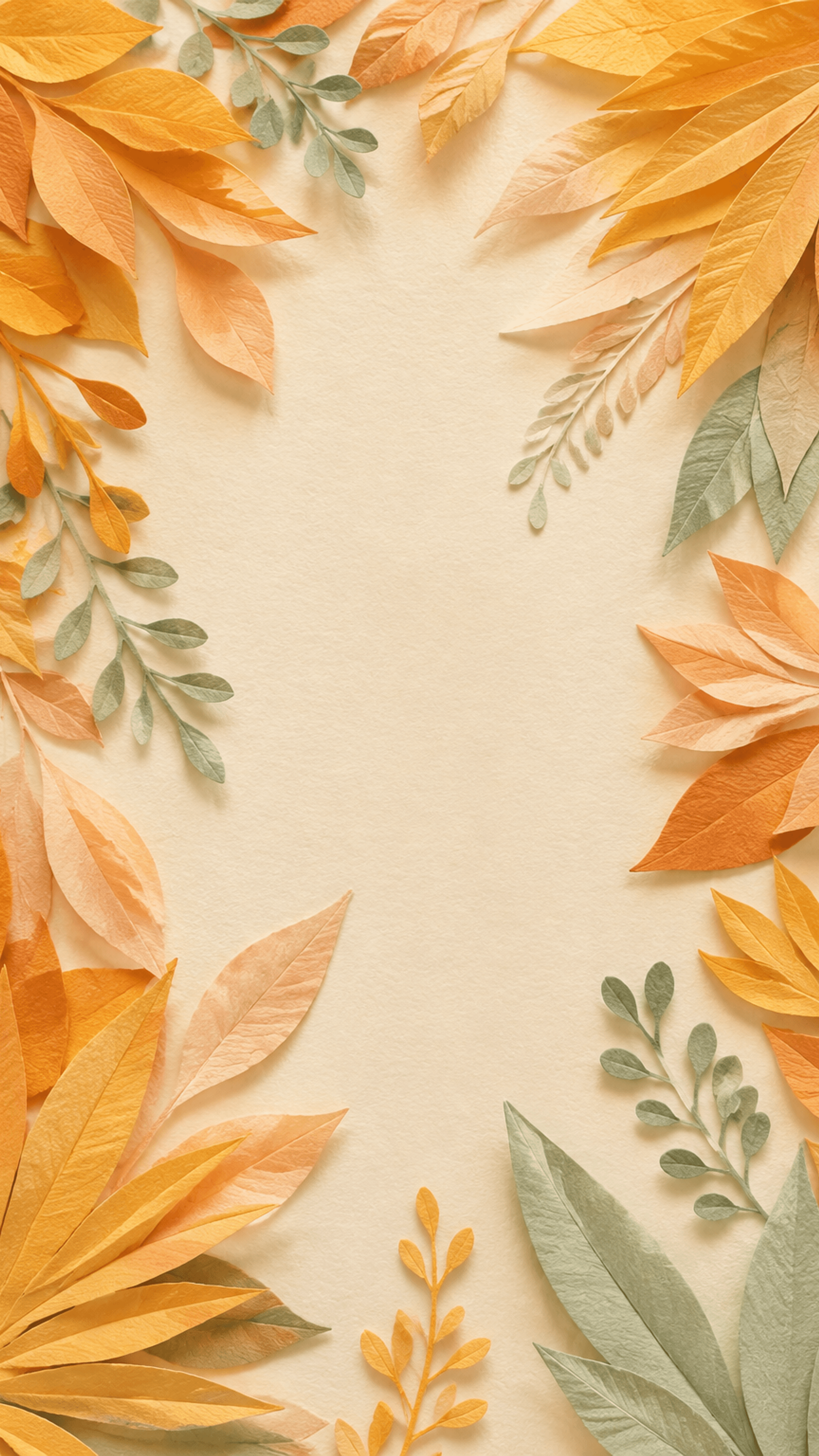 Saffron Paper Garden Illustration phone wallpaper in high resolution
