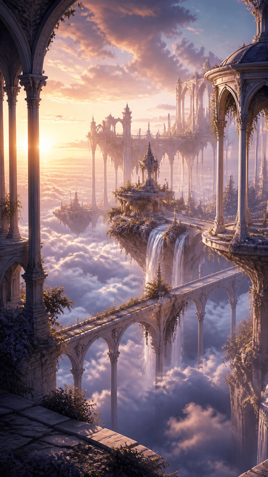 Sky Temple Illustration phone wallpaper in high resolution