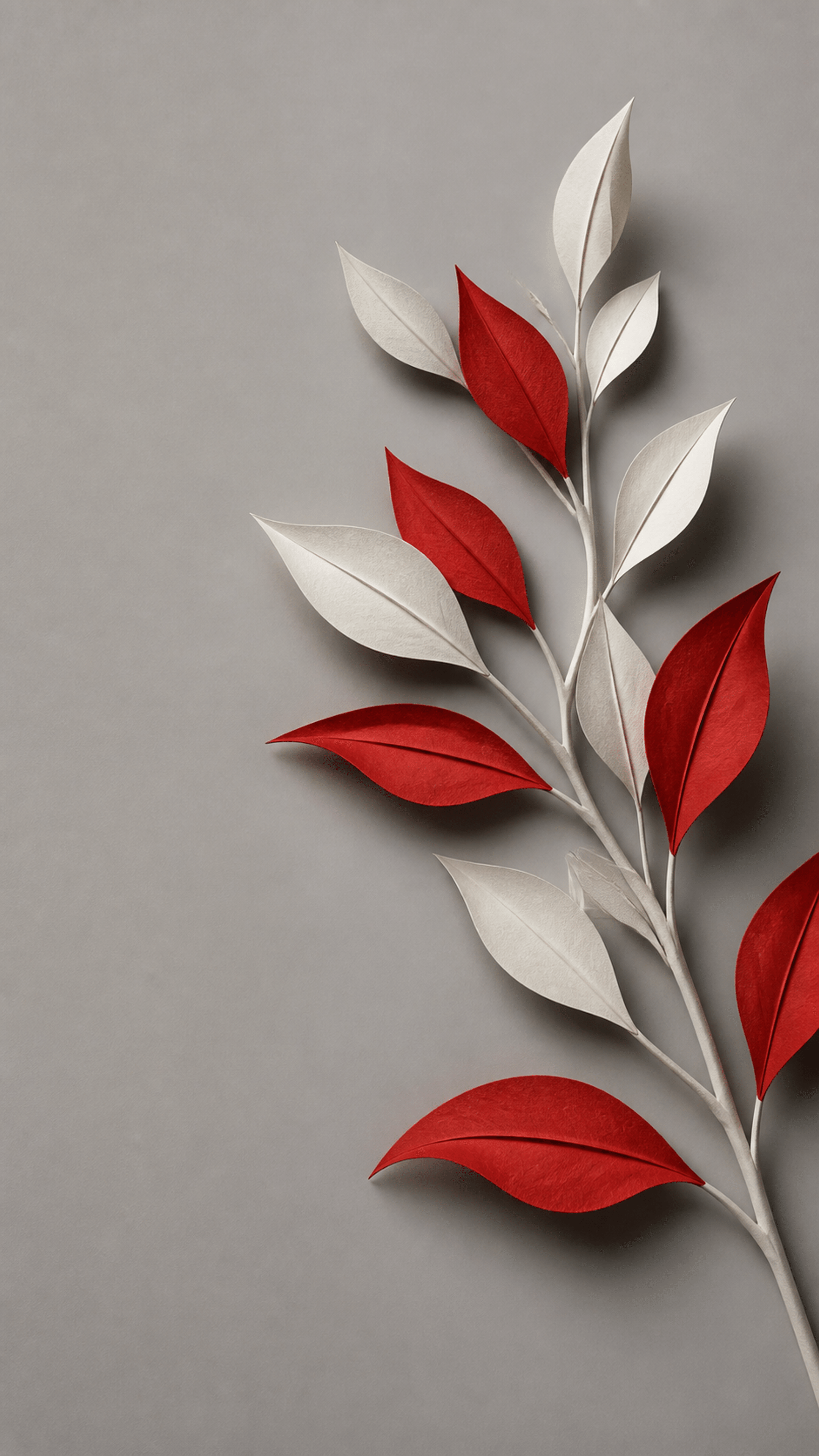 Vermilion Ivory Branch Minimal phone wallpaper